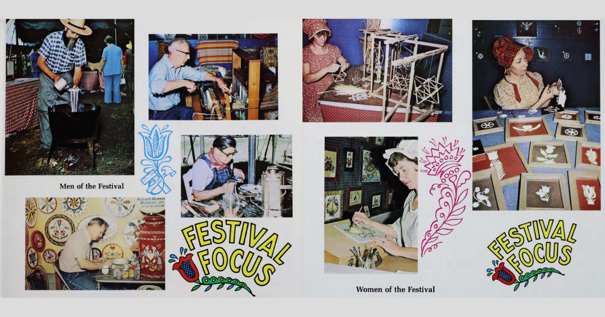 1976 Kutztown Folk Festival Collage, featuring the men and women of the festival, Festival Focus