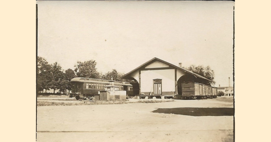 A view of the Kutztown Train Station, circa very early 1900s, and now the meeting place of the Council of Borough of Kutztown as well as the passenger terminal of the Allentown & Auburn Railroad.