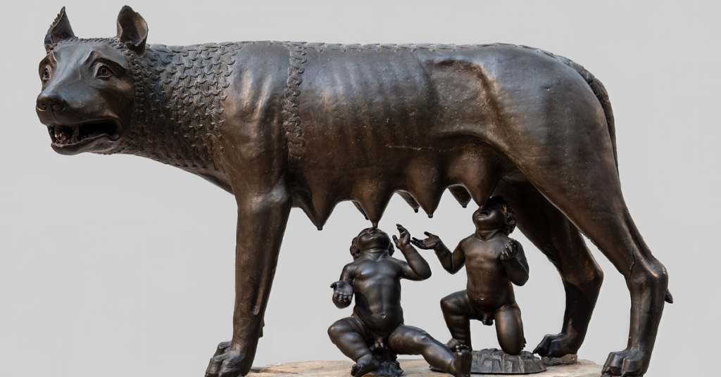 Capitoline Wolf, she-wolf with Romulus and Remus, 5th century BC (the twins are a 15th-century addition)