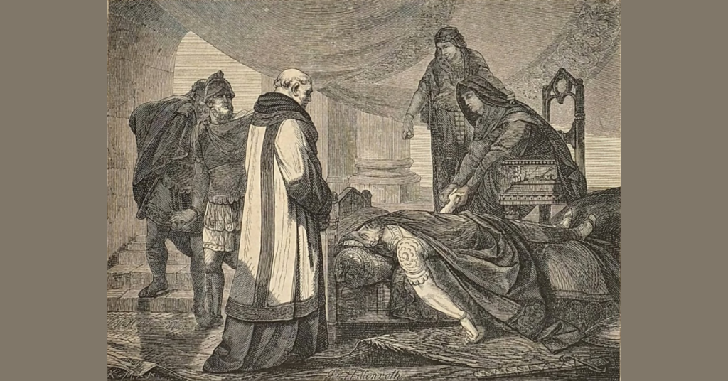 Death of Lothar II in Piacenza, 869 (leading to the Treaty of Meersen, 870), created 1871