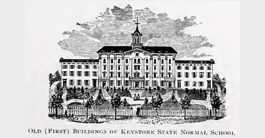 Early sketch of first buildings of Keystone State Normal School, later Kutztown University