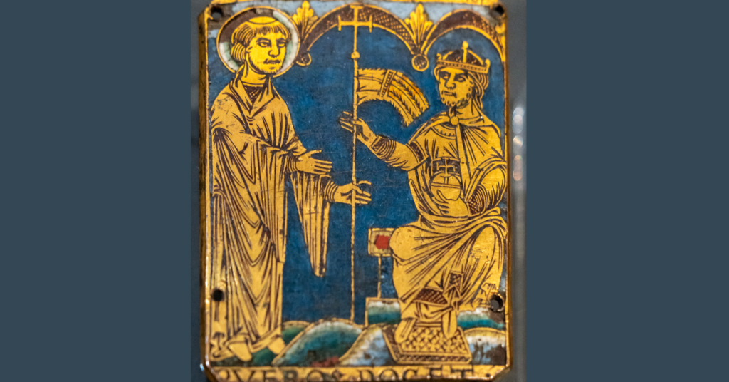 Enamel panel from Cologne figuring the investiture of a bishop (c. 1160–70), Museum für Kunst und Gewerbe Hamburg, Germany