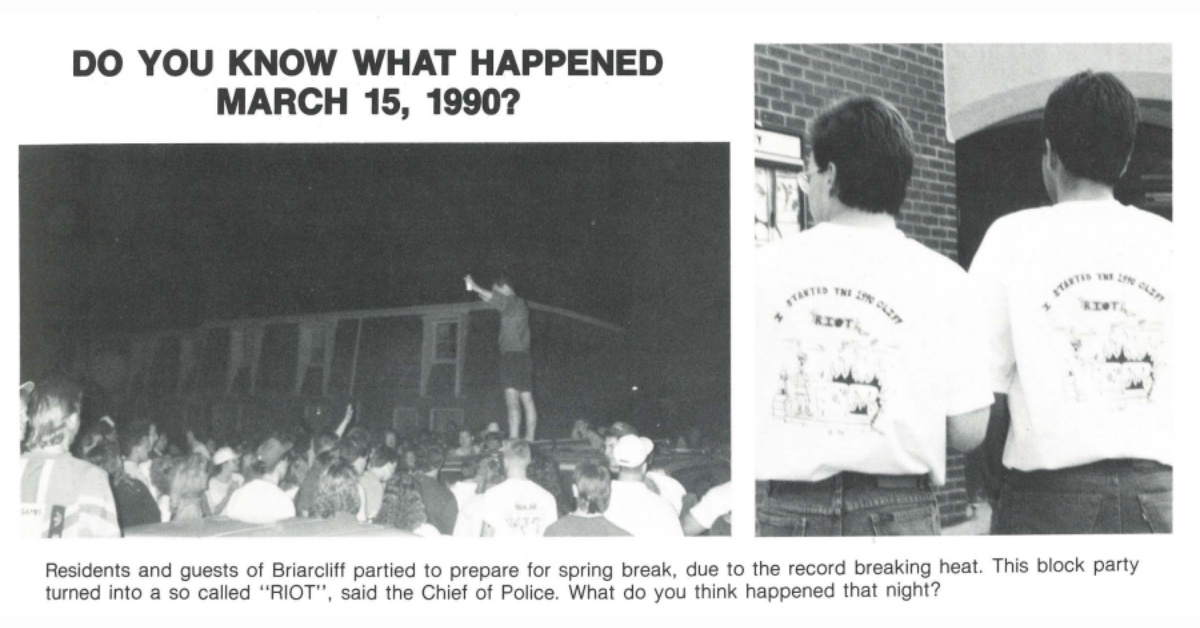 Explanation of the Briarcliff Riot, Kutztown, circa 1990