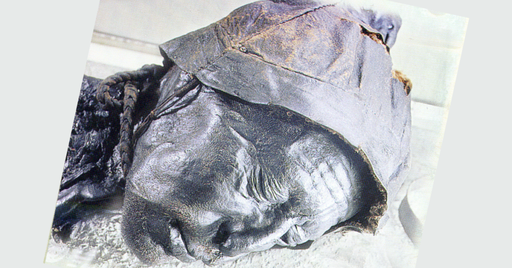 Head of bog body Tollund Man, dated to approximately 375-210 BCE