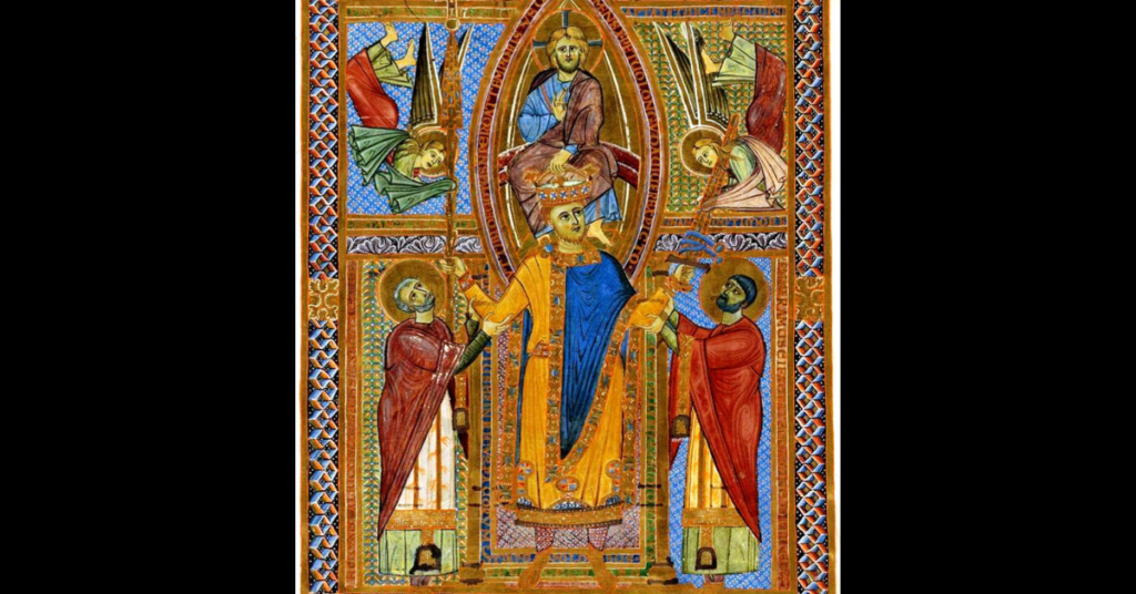 Henry II as depicted in the Regensburg Sacramentary [1002-14], final ruler of the Ottonian Dynasty