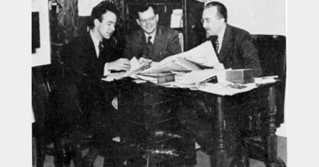 J. William Frey, Don Yoder, and Alfred Shoemaker, founders of the Pennsylvania Dutch Folklore Center and Folk Festival at Franklin and Marshall College, C. 1955