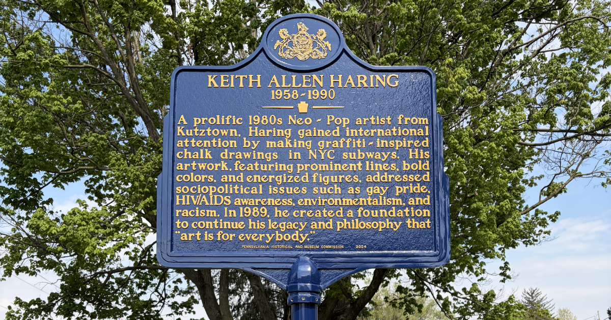 Keith Haring Pennsylvania Historical and Museum Commission historic marker outside Kutztown Area Historical Society