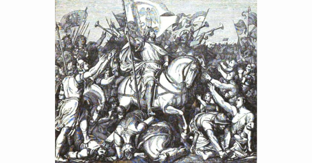 King Henry the Fowler after the victory over the Hungarians at Battle of Riade in 933, circa 1880