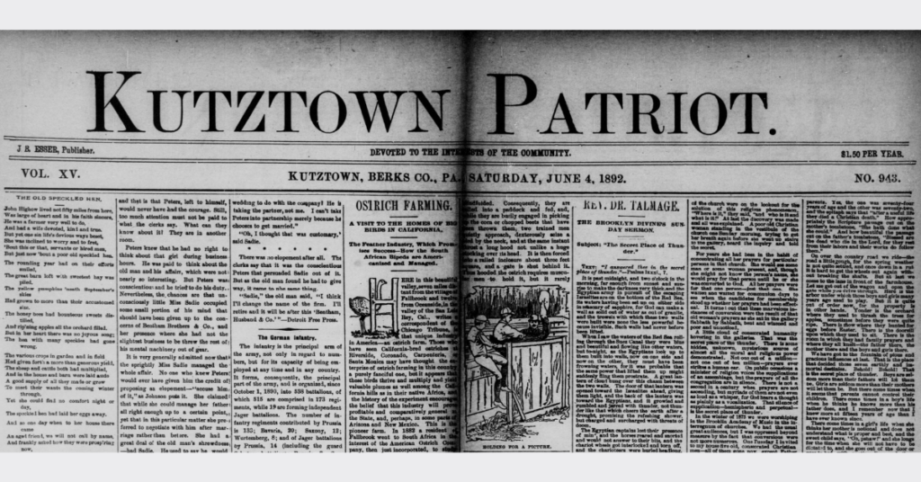 Kutztown Patriot, circa 1892