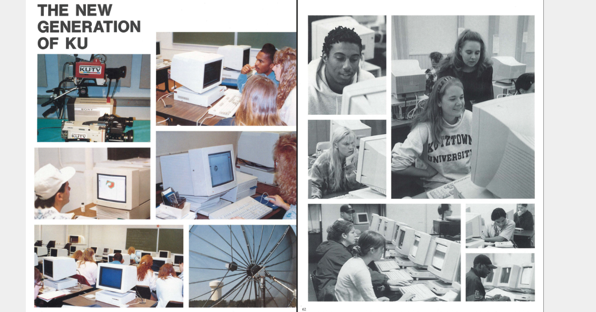 Kutztown University students using computers, circa 1990s
