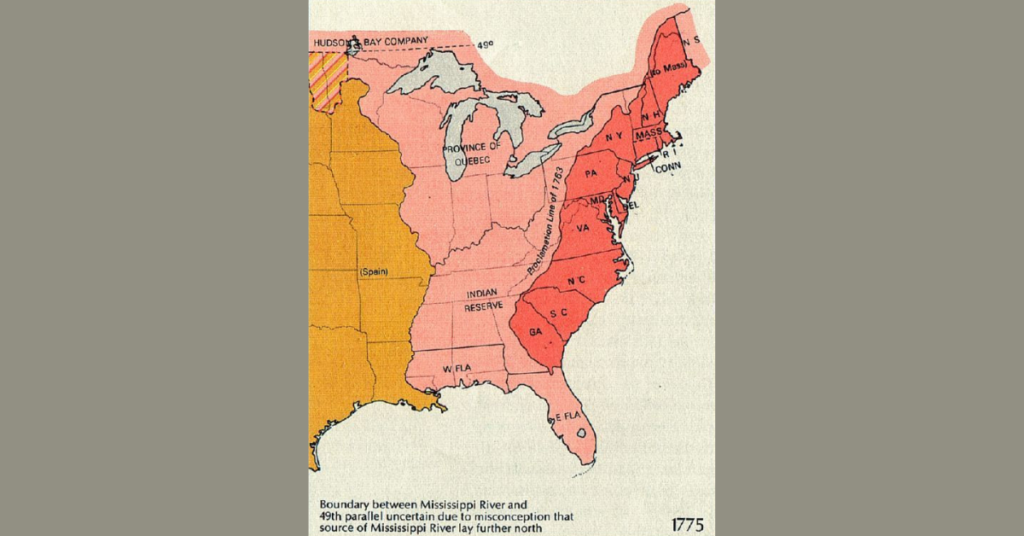 Map of Eastern North America in 1775