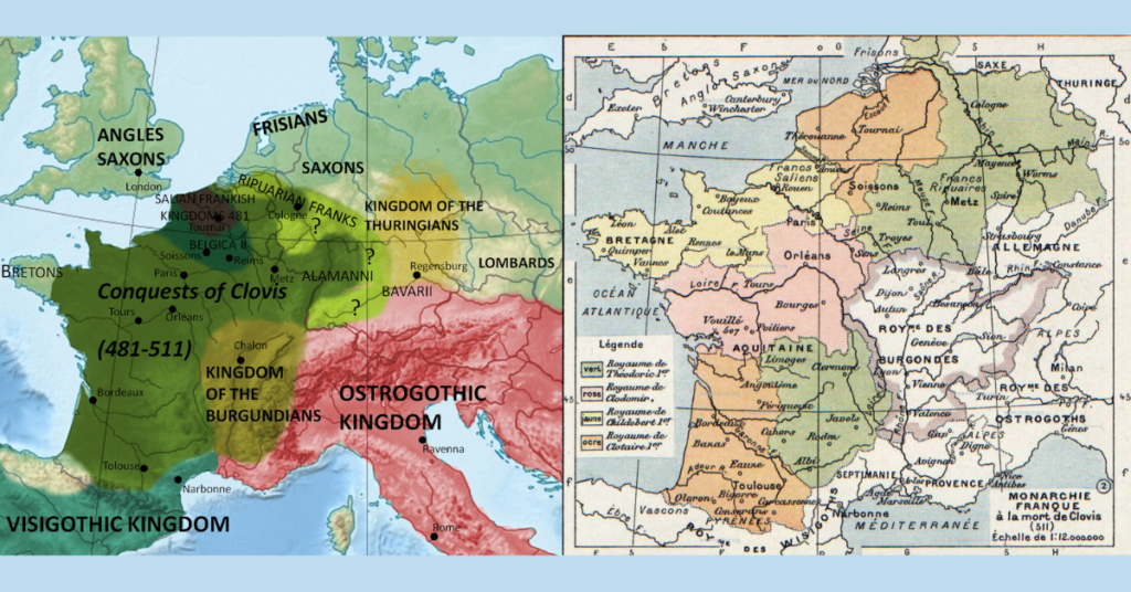 Map of conquests of Clovis and the 511 division of Gaul