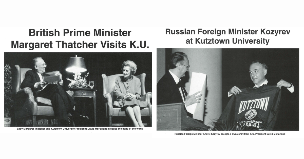 Margaret Thatcher and Russian Foregin Minister Kozyrev at Kutztown University, circa 1995