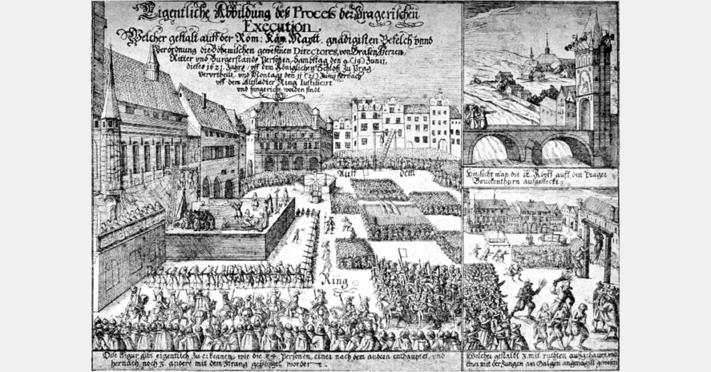Old Town Square execution of 27 Bohemian rebel leaders on 21 June 1621, c 1625