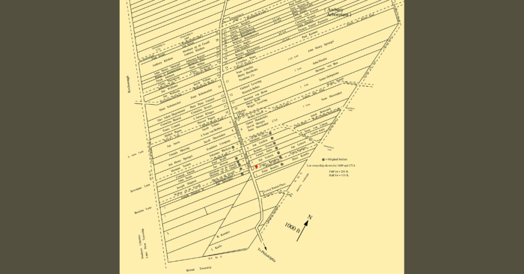 Plan of lots in Germantown, PA in 1689