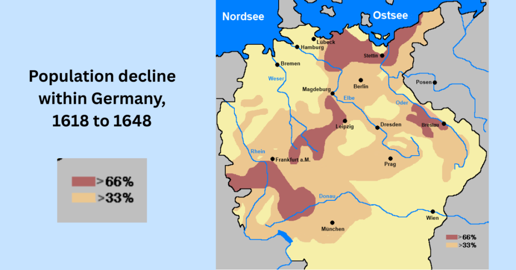 Population decline within Germany, 1618 to 1648