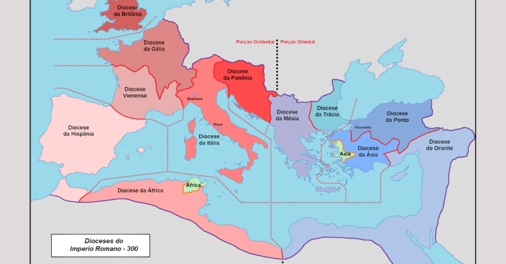 Roman Empire with dioceses in 300 AD