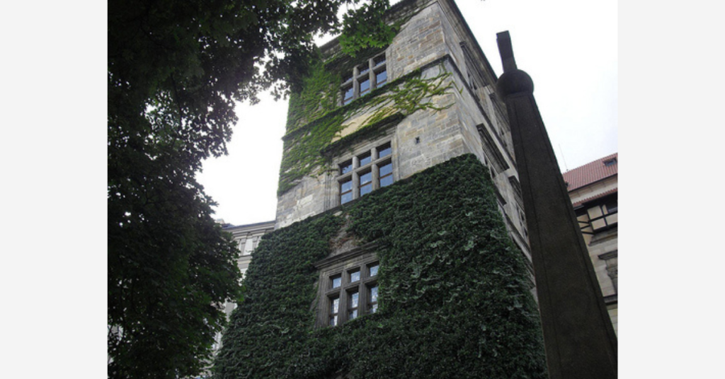The site of the second defenestration of Prague. The Catholic priests lived after being thrown out of the window