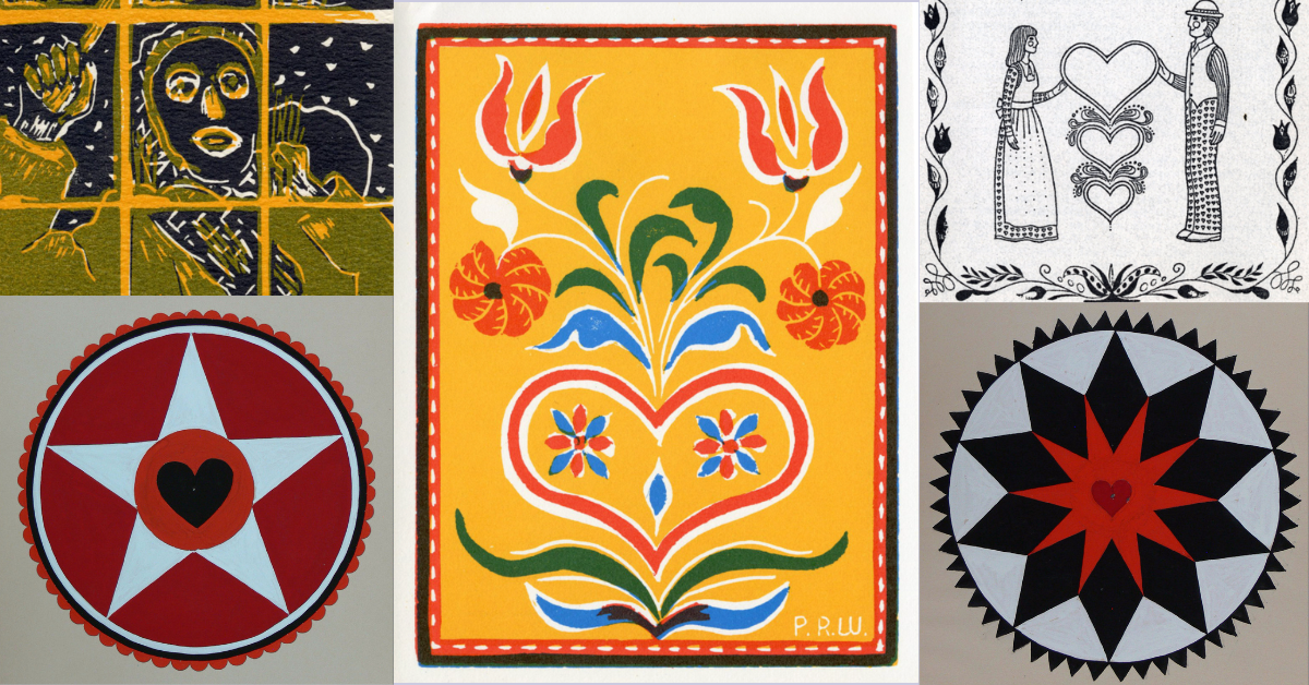 collage of Pennsylvania Dutch artwork