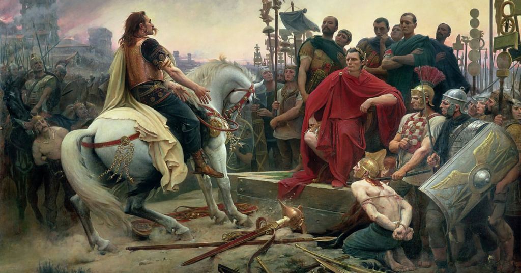 ercingetorix Throwing down His Weapons at the feet of Julius Caesar (depicting 52 BC, painted in 1899)