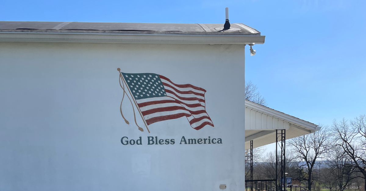 God Bless America Mural on side of Kutztown Grange No. 1836 building