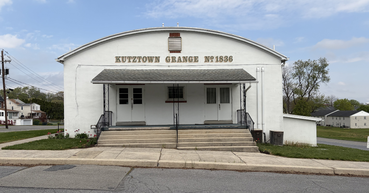 Kutztown Grange No. 1836 building, front view from across the street