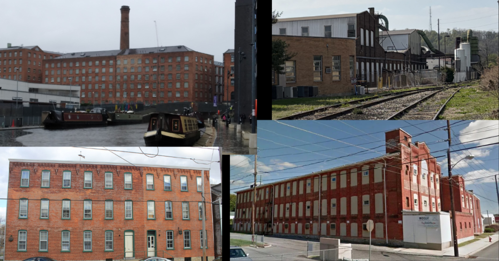 Manchester (top-left) vs. Kutztown industrialization collage