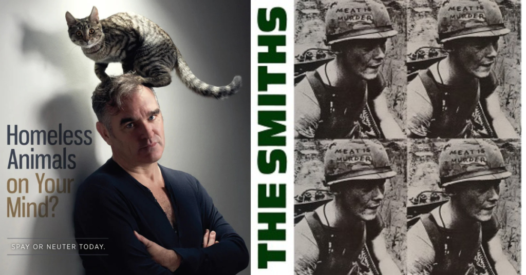 Morrissey, cat, Meat Is Murder collage