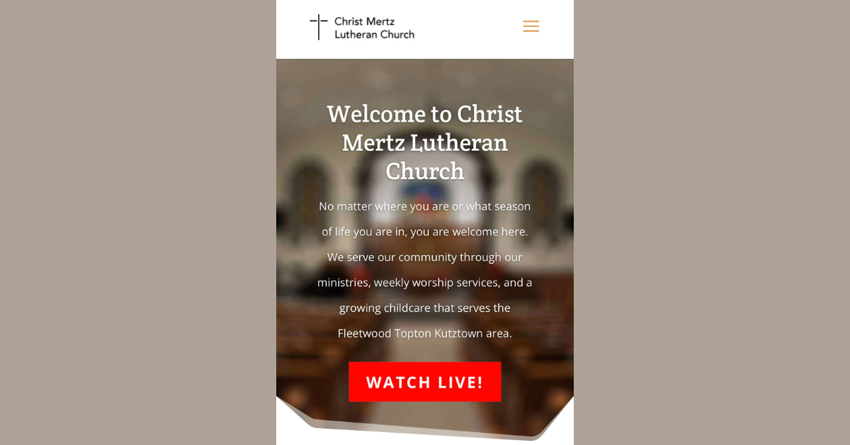 Screenshot of Christ Mertz Lutheran Church homepage